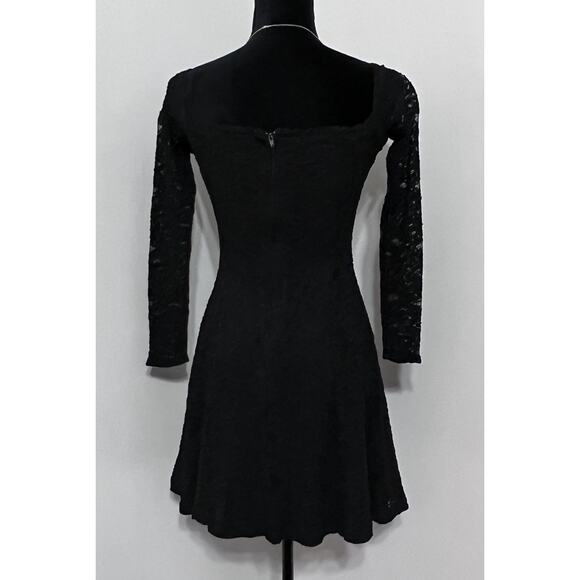 90s Laundry by Shelli Segal Black Lace Short Gothic Whimsigoth Sz 4 Dress Small - Picture 6 of 14